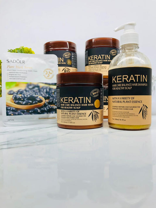 Keratin Hair Mask + Keratin Shampoo + SADOER Moisturizing mask Deal Of 3 Products